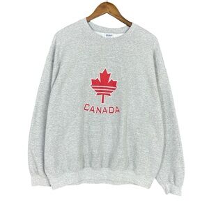 Canada Maple Leaf Graphic Pullover Sweatshirt‎ Heather Gray Fleece Lined